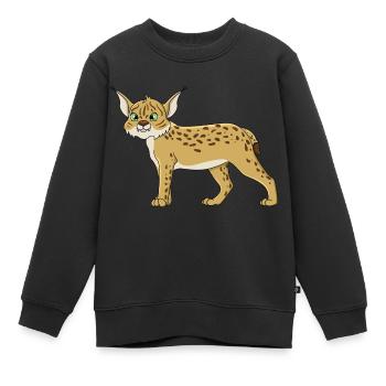 Luchs - Kinder Premium Organic Sweatshirt - Schwarz - Vorne - AI Model Kid Female (0cm)