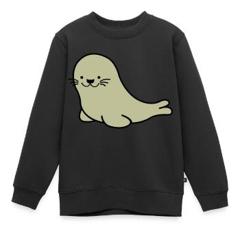 seehund 02 - Kinder Premium Organic Sweatshirt - Schwarz - Vorne - AI Model Kid Female (0cm)