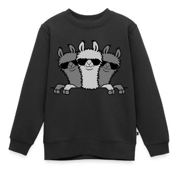 Lamas Freunde hinter Mauer - Kinder Premium Organic Sweatshirt - Schwarz - Vorne - AI Model Kid Female (0cm)