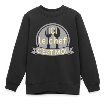 Ici le chef c'est moi - Sweat Premium enfant bio - noir - Devant - AI Model Kid Female (0cm)