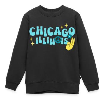 Hippie des années 70 à Chicago - Sweat Premium enfant bio - noir - Devant - AI Model Kid Female (0cm)
