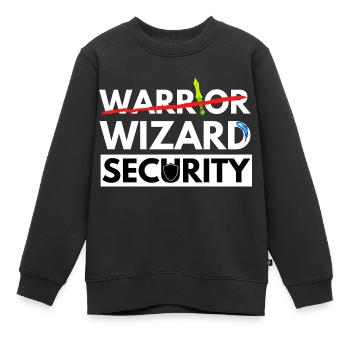 WARRIOR IS WIZARD SECURITY DRAGONS AVENTURES JDR - Sweat Premium enfant bio - noir - Devant - AI Model Kid Female (0cm)