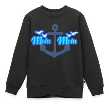 Moin Moin I Begrüßung - Kinder Premium Organic Sweatshirt - Schwarz - Vorne - AI Model Kid Female (0cm)