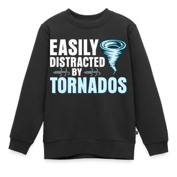Facilement distrait par les tornades météo météo - Sweat Premium enfant bio - noir - Devant - AI Model Kid Female (0cm)
