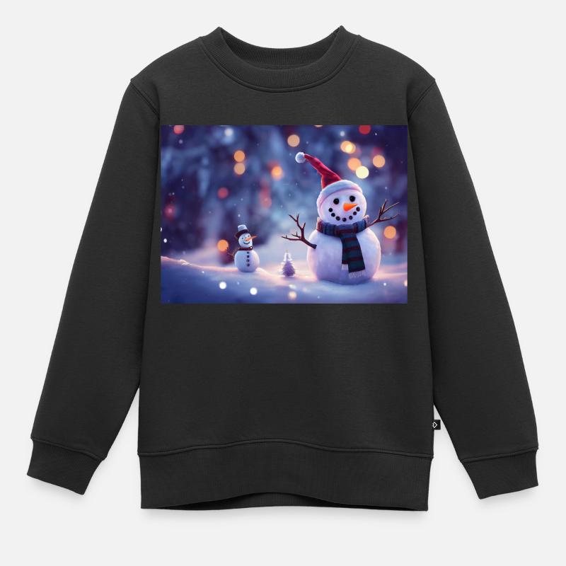 Frohe Weihnachten Schneemann - Kinder Premium Organic Sweatshirt - Schwarz