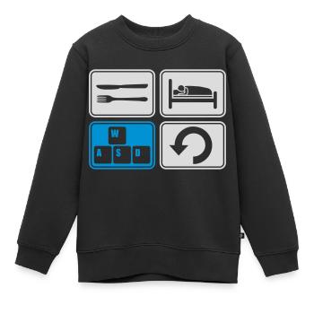 Gaming daily repeat computer - Kids Premium Organic Sweatshirt - black - Front - AI Model Kid Female (0cm)