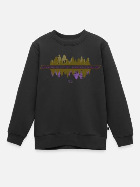 Gravity Wolves Woods reflected - Kinder Premium Organic Sweatshirt - Schwarz