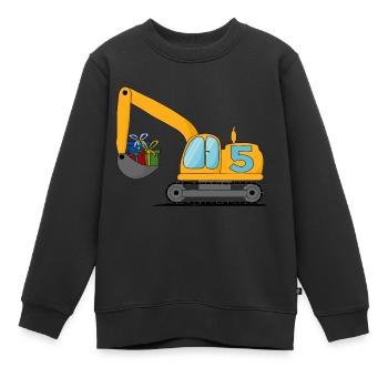 Excavatrice enfants 5ème anniversaire - Sweat Premium enfant bio - noir - Devant - AI Model Kid Female (0cm)
