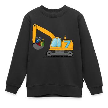 Excavatrice Enfants 7ème anniversaire - Sweat Premium enfant bio - noir - Devant - AI Model Kid Female (0cm)