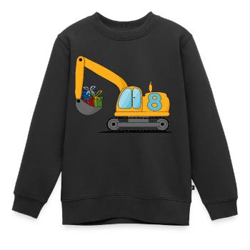Excavatrice Enfants 8ème Anniversaire - Sweat Premium enfant bio - noir - Devant - AI Model Kid Female (0cm)