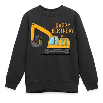 Excavator Enfants Joyeux anniversaire 11 - Sweat Premium enfant bio - noir - Devant - AI Model Kid Female (0cm)