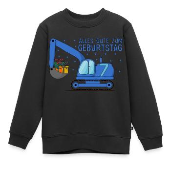 Bagger Kinder 7. Geburtstag Alles Gute Blau - Kinder Premium Organic Sweatshirt - Schwarz - Vorne - AI Model Kid Female (0cm)
