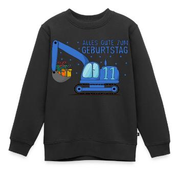 Bagger Kinder 11. Geburtstag Alles Gute Blau - Kinder Premium Organic Sweatshirt - Schwarz - Vorne - AI Model Kid Female (0cm)