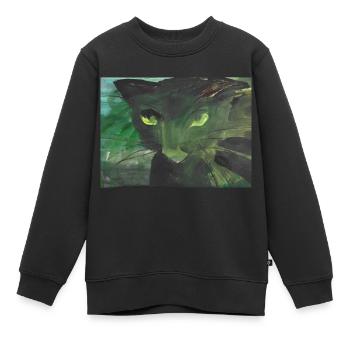 schwarze Katze - Kinder Premium Organic Sweatshirt - Schwarz - Vorne - AI Model Kid Female (0cm)