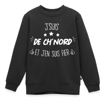 j'suis du nord et j'en suis fier cadeau - Sweat Premium enfant bio - noir - Devant - AI Model Kid Female (0cm)