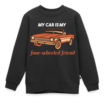 My Car Is My Four-Wheeled Friend Retro Car Lover - Kinder Premium Organic Sweatshirt - Schwarz - Vorne - AI Model Kid Female (0cm)