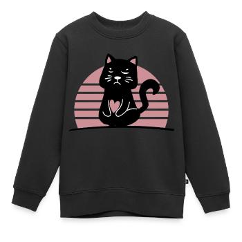 Schwarze Katze - Kinder Premium Organic Sweatshirt - Schwarz - Vorne - AI Model Kid Female (0cm)