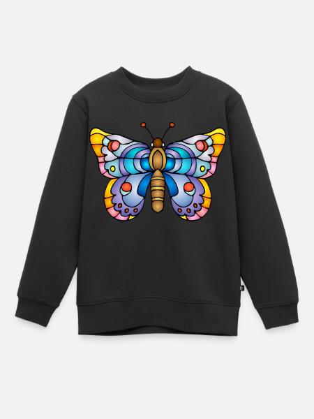 Papillon coloré - Sweat Premium enfant bio - noir
