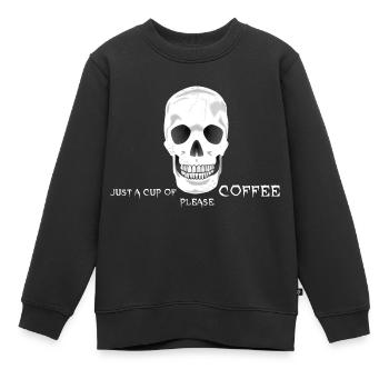 Kaffee Koffein Totenkopf - Kinder Premium Organic Sweatshirt - Schwarz - Vorne - AI Model Kid Female (0cm)