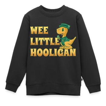 Wee Lil Hooligan liebt Dinosaurier St. Patrick Day - Kinder Premium Organic Sweatshirt - Schwarz - Vorne - AI Model Kid Female (0cm)