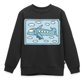 Flugzeug Design - Kinder Premium Organic Sweatshirt - Schwarz - Vorne - AI Model Kid Female (0cm)