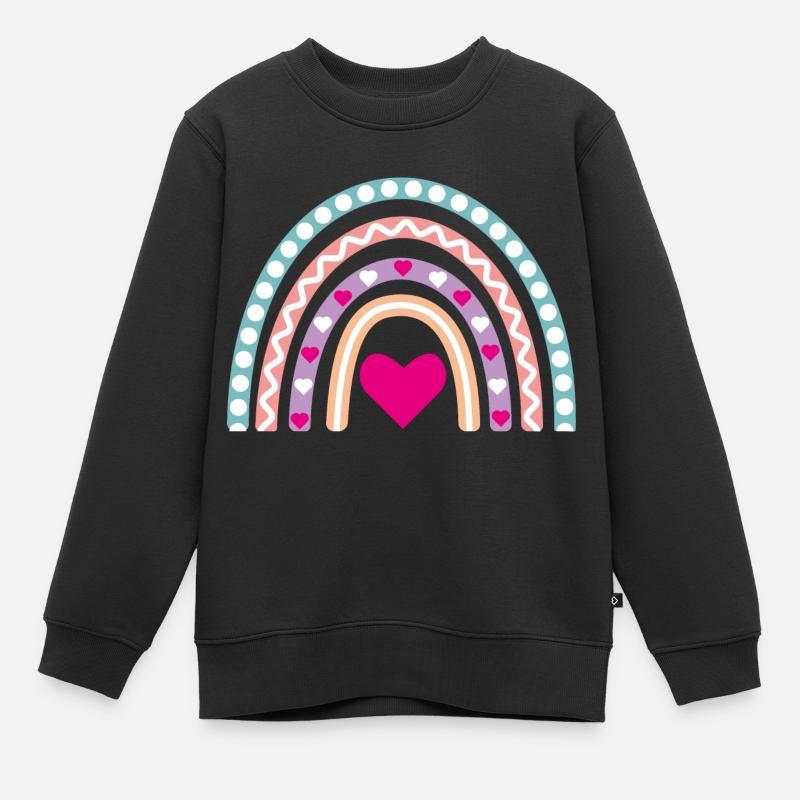 Boho Rainbow in sanften Farben - Kinder Premium Organic Sweatshirt - Schwarz