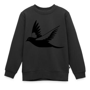 Fliegende Amsel Schwarz-Weiß Illustration - Kinder Premium Organic Sweatshirt - Schwarz - Vorne - AI Model Kid Female (0cm)