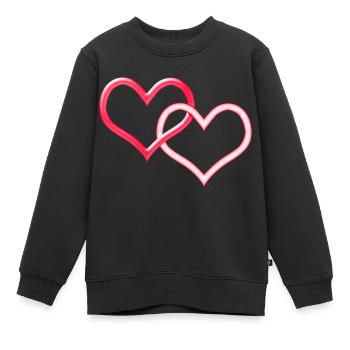 Deux cœurs connectés - Sweat Premium enfant bio - noir - Devant - AI Model Kid Female (0cm)
