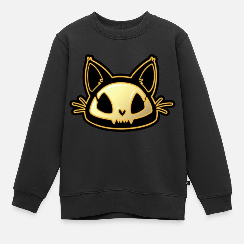 Crâne Chat Néon - Sweat Premium enfant bio - noir