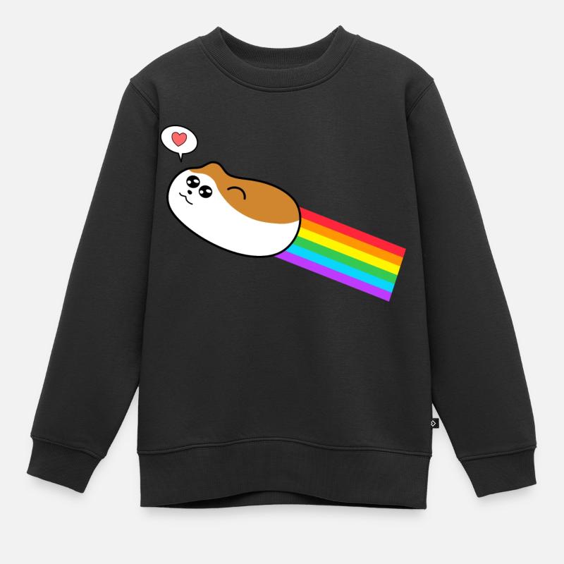 Hamster mit Regenbogen - Kinder Premium Organic Sweatshirt - Schwarz