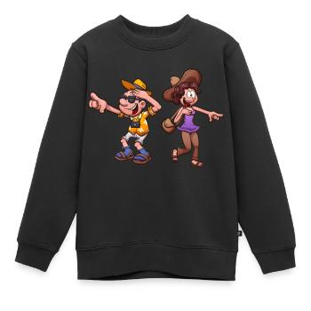 Pareja Turista - Sudadera Premium infantil orgánica - negro - delante - AI Model Kid Female (0cm)