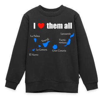 Je les aime tous - Îles Canaries - Sweat Premium enfant bio - noir - Devant - AI Model Kid Female (0cm)