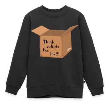 Think outside thebox - Kids Premium Organic Sweatshirt - black - Front - AI Model Kid Female (0cm)