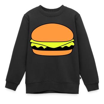 Burger 01 - Sweat Premium enfant bio - noir - Devant - AI Model Kid Female (0cm)