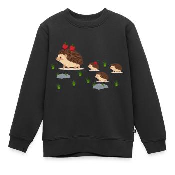 A family of hedgehogs. - Kids Premium Organic Sweatshirt - black - Front - AI Model Kid Female (0cm)