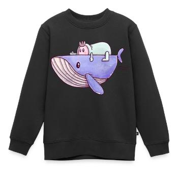 The Tiny Adventures - lustiger Wal - Kinder Premium Organic Sweatshirt - Schwarz - Vorne - AI Model Kid Female (0cm)