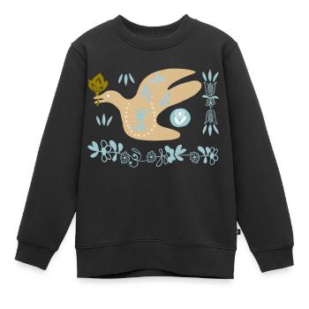 Friedenstaube mit Lotusblume - Kinder Premium Organic Sweatshirt - Schwarz - Vorne - AI Model Kid Female (0cm)