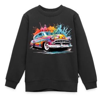 bunter Oldtimer - Kinder Premium Organic Sweatshirt - Schwarz - Vorne - AI Model Kid Female (0cm)
