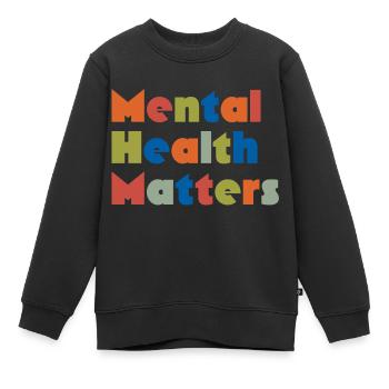 PSYCHISCHE GESUNDHEIT IST WICHTIG - Kinder Premium Organic Sweatshirt - Schwarz - Vorne - AI Model Kid Female (0cm)