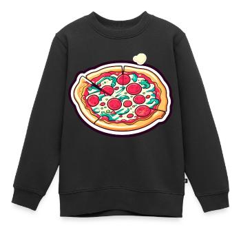 Pizza Slice Zeichnung - Kinder Premium Organic Sweatshirt - Schwarz - Vorne - AI Model Kid Female (0cm)