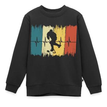 Vintage Hockey Herzschlag - Kinder Premium Organic Sweatshirt - Schwarz - Vorne - AI Model Kid Female (0cm)