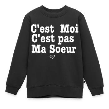 C est moi C est pas ma soeur Humour funny - Sweat Premium enfant bio - noir - Devant - AI Model Kid Female (0cm)