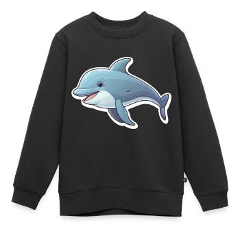 Delfin niedlich - Kinder Premium Organic Sweatshirt - Schwarz - Vorne - AI Model Kid Female (0cm)