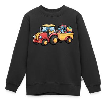 Tracteur avec remorque pour enfants - Sweat Premium enfant bio - noir - Devant - AI Model Kid Female (0cm)