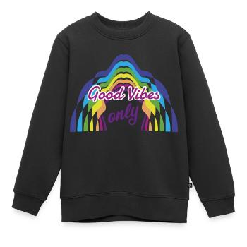 Nur gute Laune - Kinder Premium Organic Sweatshirt - Schwarz - Vorne - AI Model Kid Female (0cm)