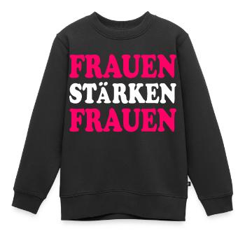 frauen stärken frauen - Kinder Premium Organic Sweatshirt - Schwarz - Vorne - AI Model Kid Female (0cm)