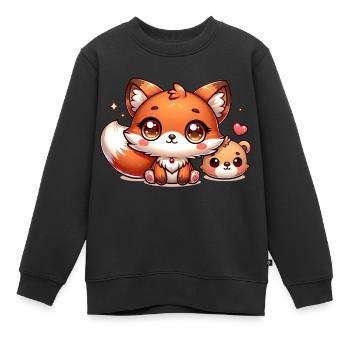 Cute foxes - Kids Premium Organic Sweatshirt - black - Front - AI Model Kid Female (0cm)