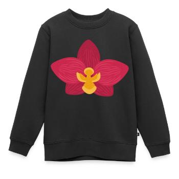 Fleur d’orchidée - Sweat Premium enfant bio - noir - Devant - AI Model Kid Female (0cm)