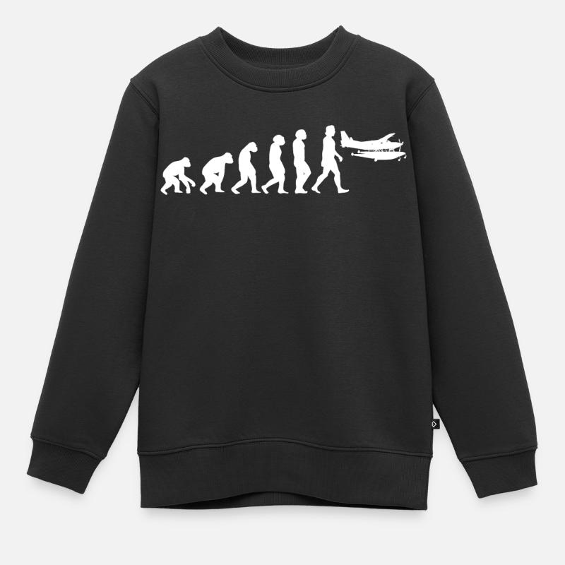 Wasserflugzeug weiß Evolution Flugzeuge Schiff - Kinder Premium Organic Sweatshirt - Schwarz