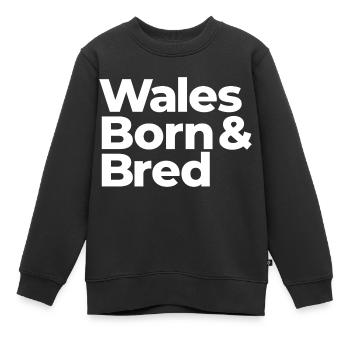 Wales, Born & Bred, UK - Kids Premium Organic Sweatshirt - black - Front - AI Model Kid Female (0cm)